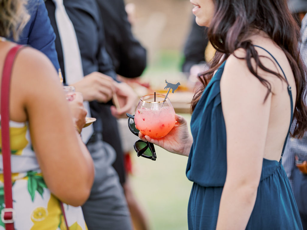A colorful and vibrant wedding reception at Triunfo Creek Vineyards, cocktail hour