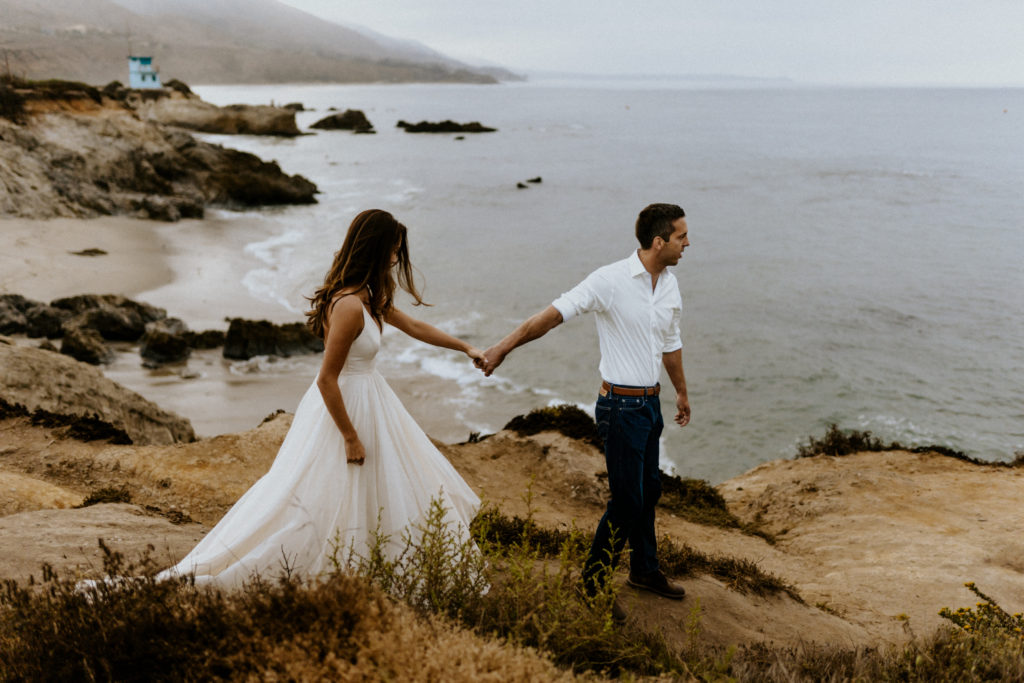 An intimate day after wedding beach photo shoot 