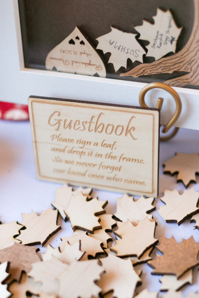 wooden leaf shaped guest book