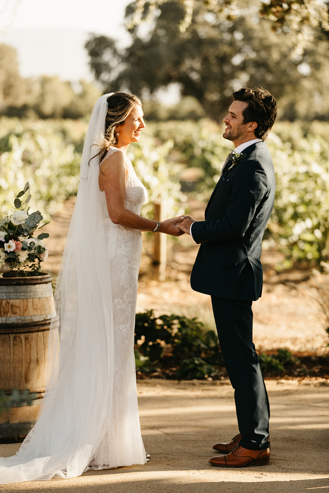 Intimate vineyard wedding ceremony at Roblar winery with 20 people