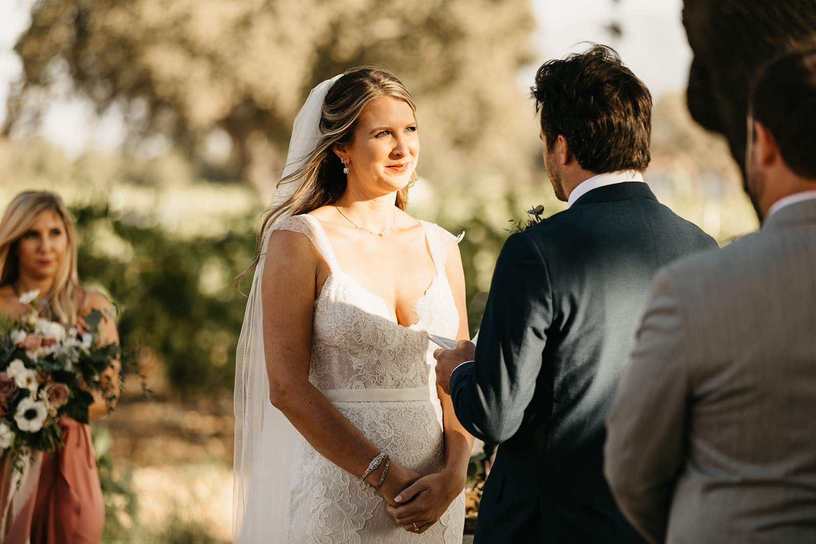 Intimate vineyard wedding ceremony at Roblar winery with 20 people