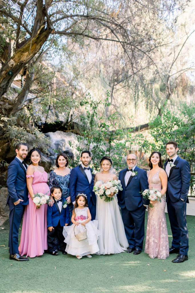 bride and groom family portraits at Calamigos Ranch