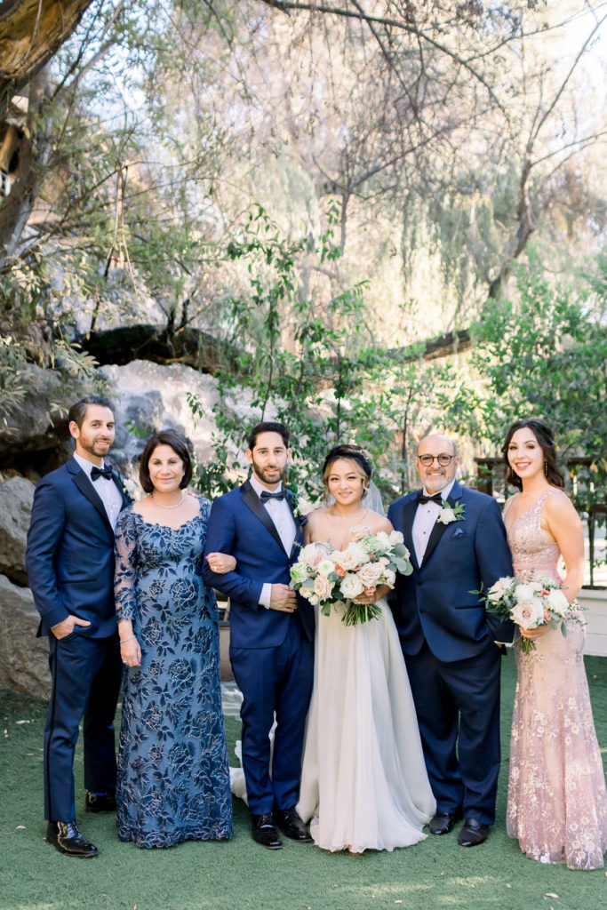 bride and groom family portraits at Calamigos Ranch