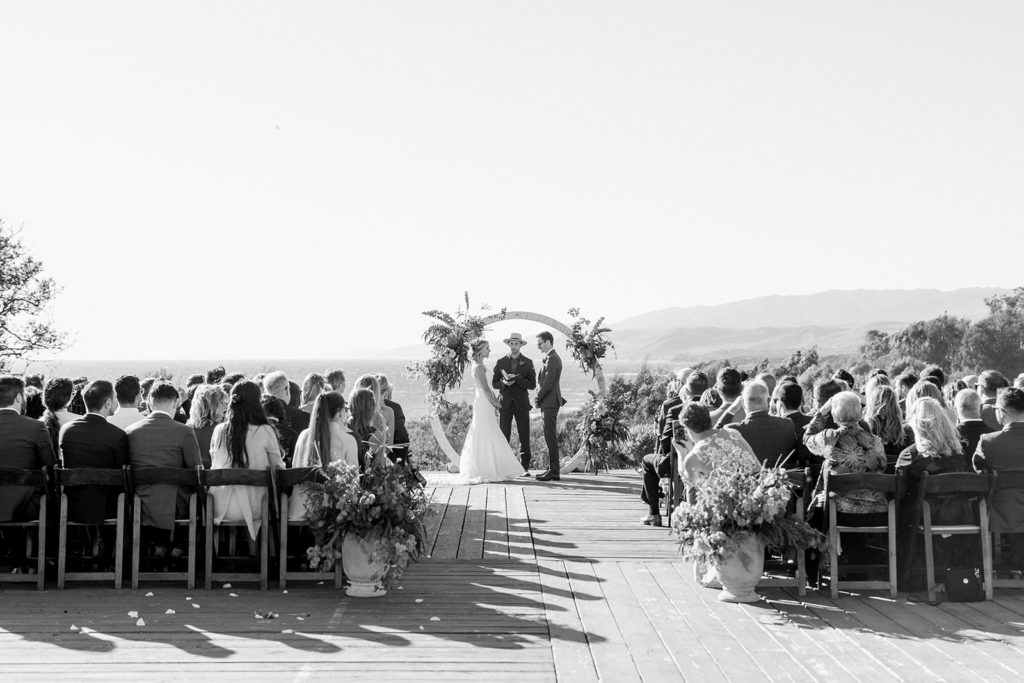 Dos Pueblos Orchid Farm wedding ceremony with circle arch