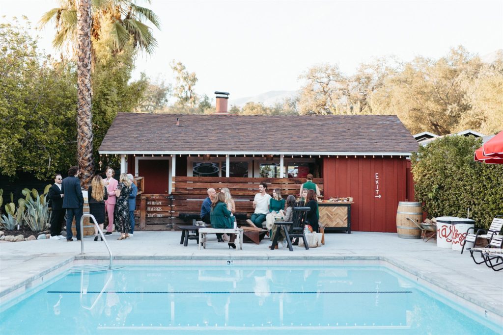 wedding reception around pool at Ojai Rancho Inn