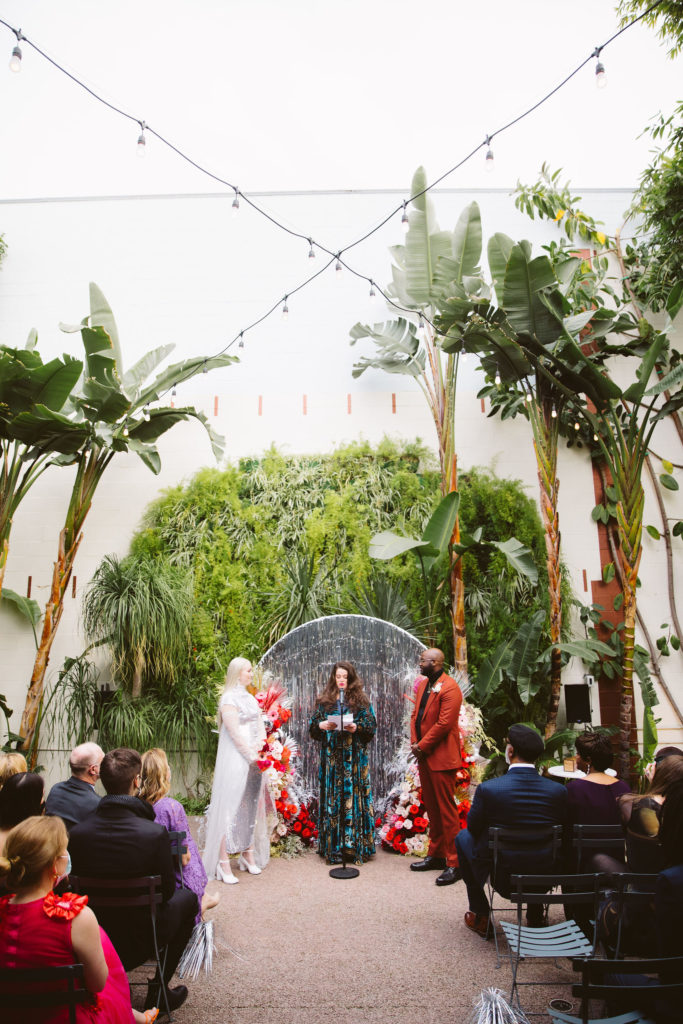 disco inspired wedding ceremony at Millwick in DTLA