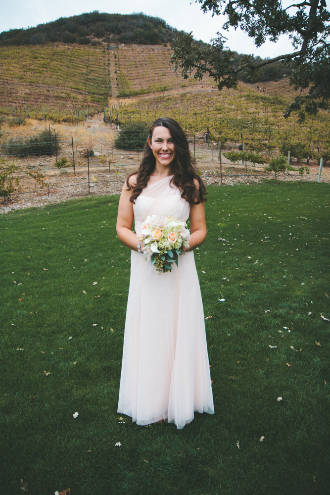 Rustic elegant styled wedding shoot, blush bridesmaid dress, bridal bouquet