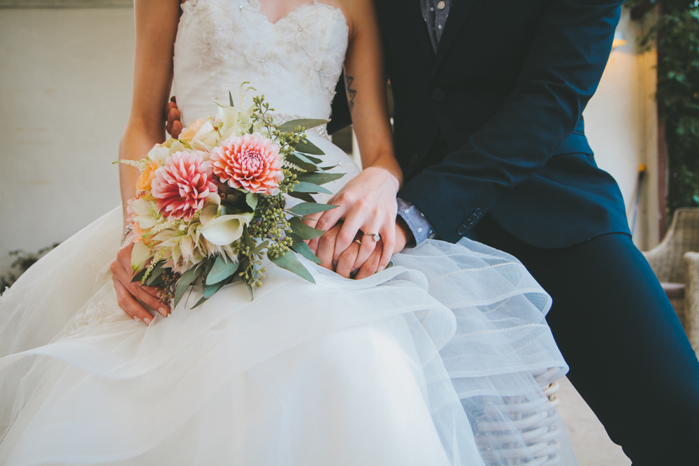 Rustic elegant styled wedding shoot, pink and blush bridal bouquet