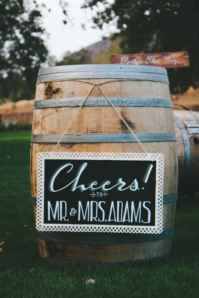 Rustic elegant styled wedding shoot, chalkboard cheers sign