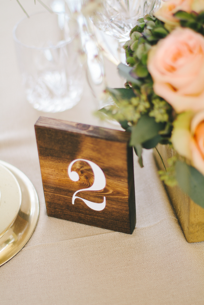 Rustic elegant styled wedding shoot, wooden table number