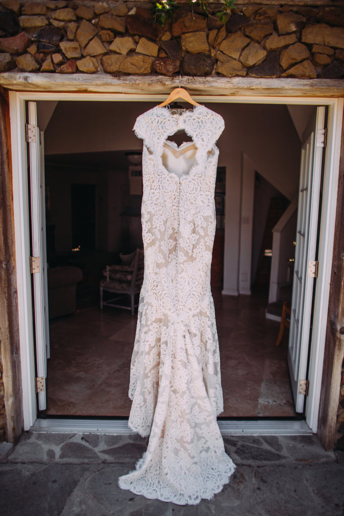 Saddlerock Ranch wedding, keyhole back wedding dress