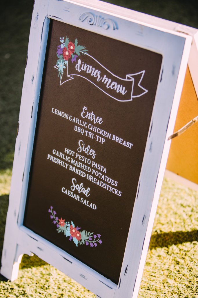 Saddlerock Ranch wedding chalkboard menu sign