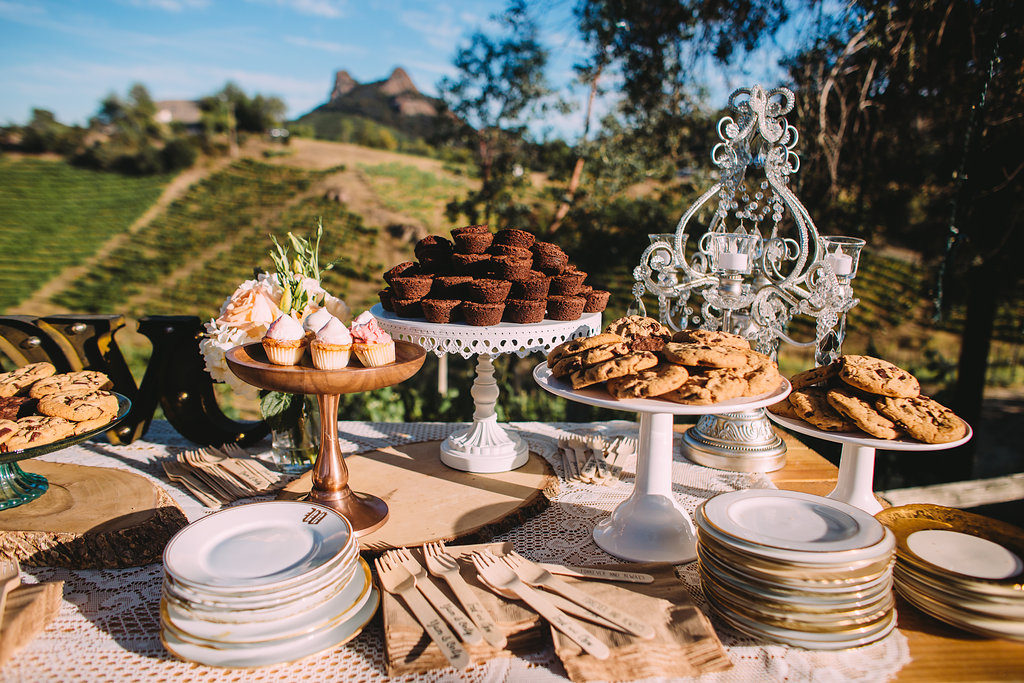 Saddlerock Ranch wedding reception dessert display