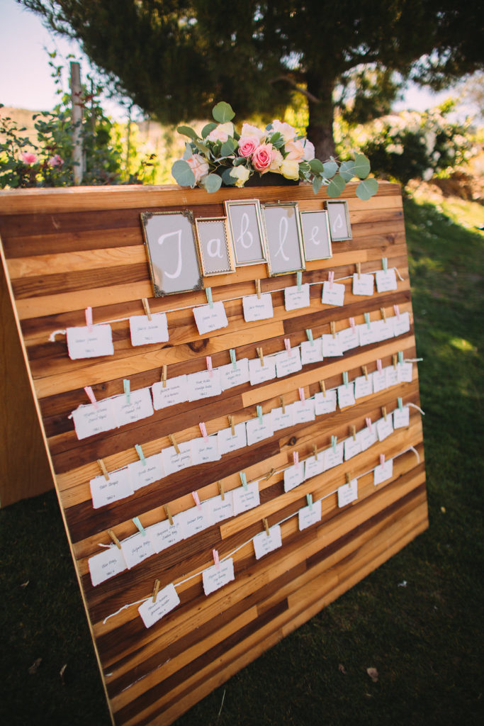 Saddlerock Ranch wedding Escort Board display