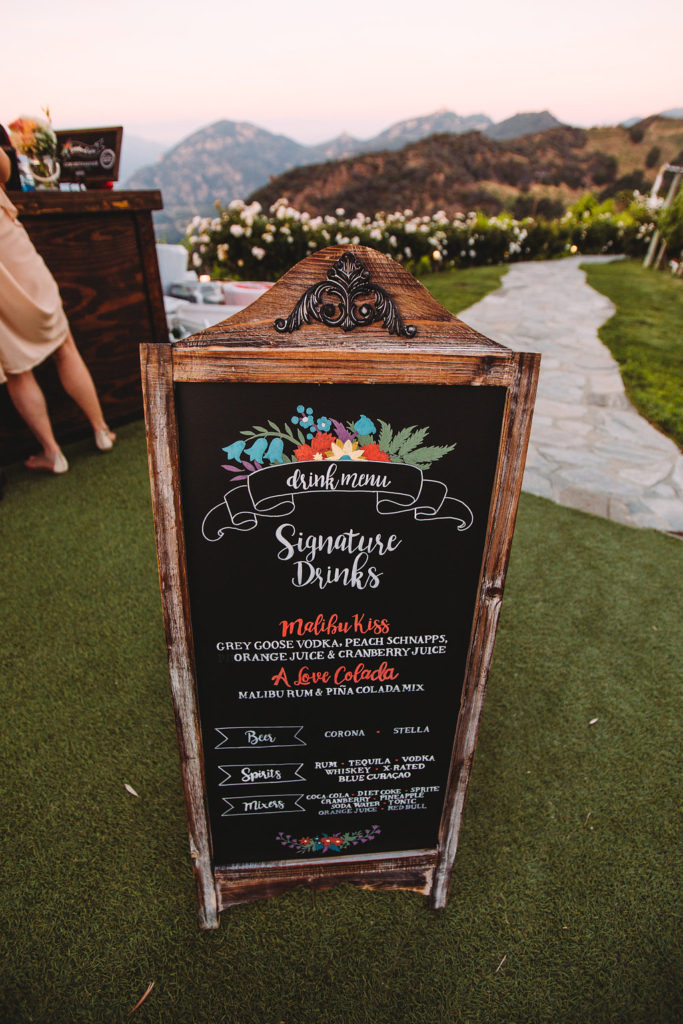 Saddlerock Ranch wedding chalkboard signage