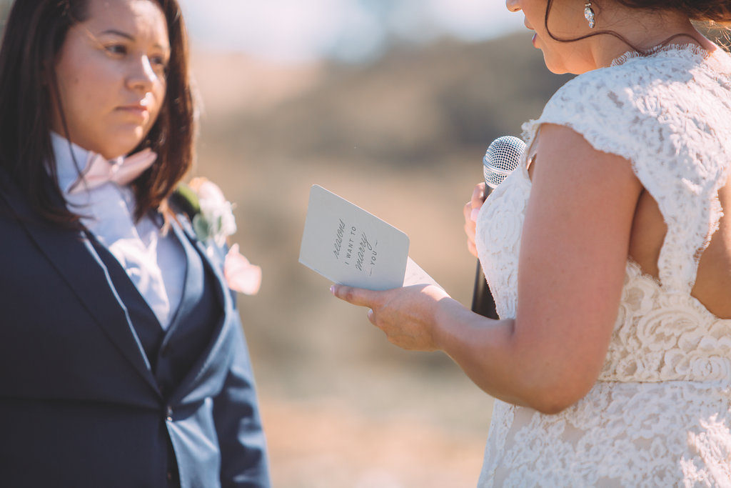 Saddlerock Ranch wedding ceremony, reading vows