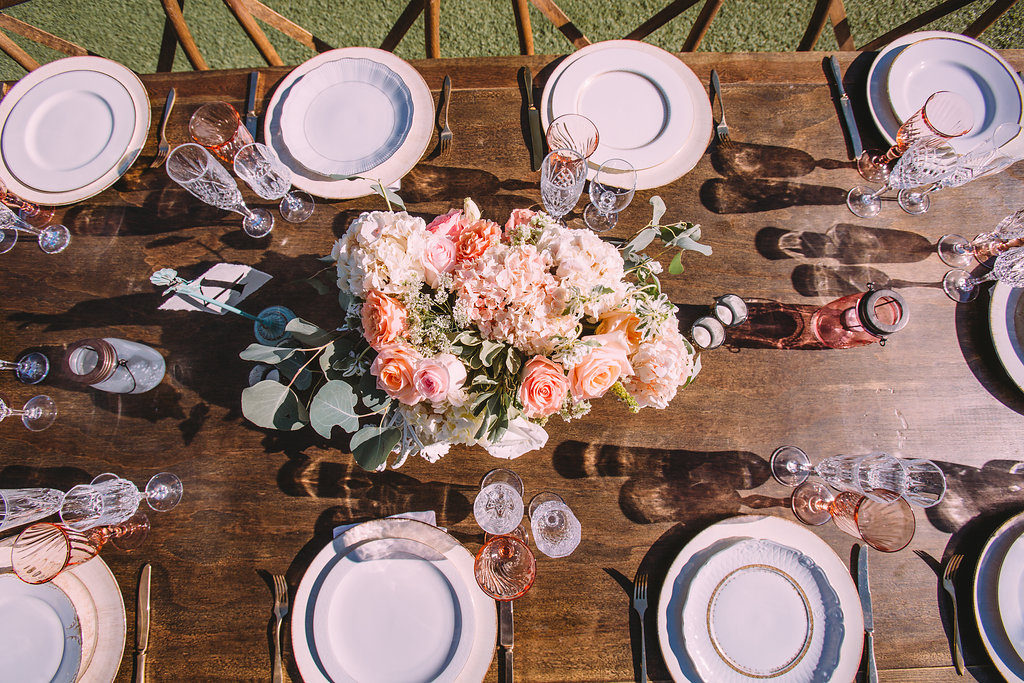 Saddlerock Ranch wedding reception farm tables