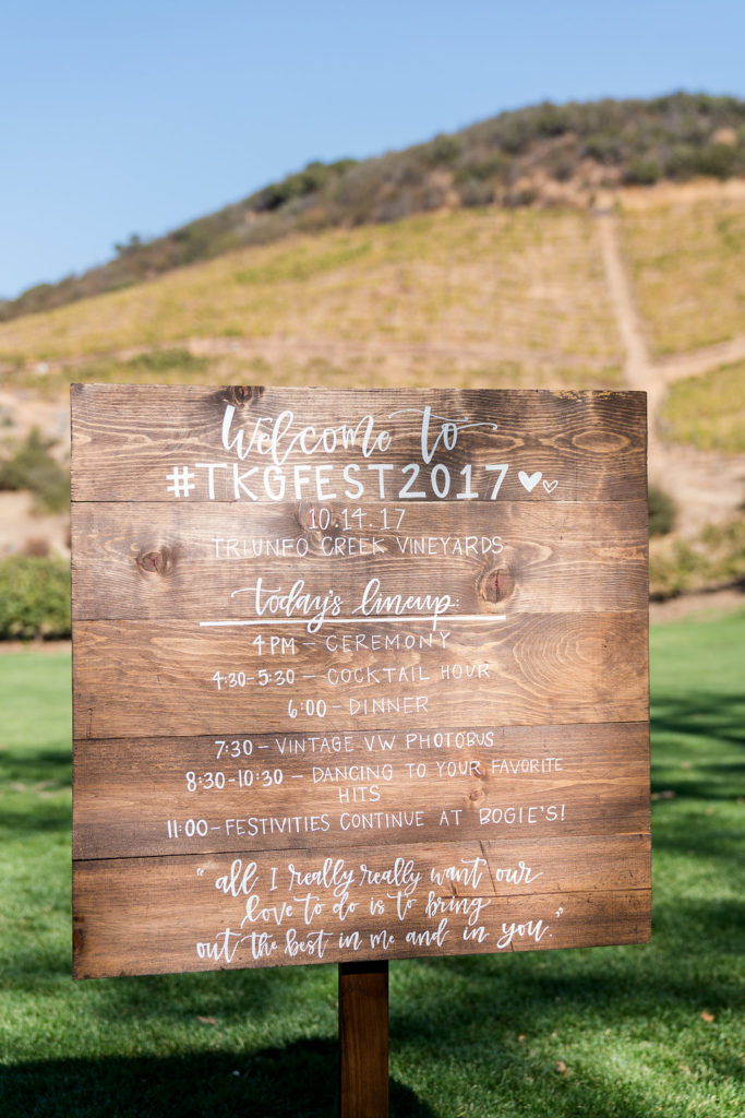 Festival themed wedding welcome sign
