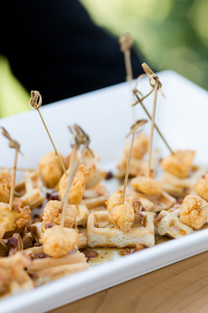 Chicken and waffles appetizer with LA Roots Catering