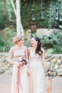 BHLDN Bridesmaids blush dresses Rancho Las Lomas Wedding