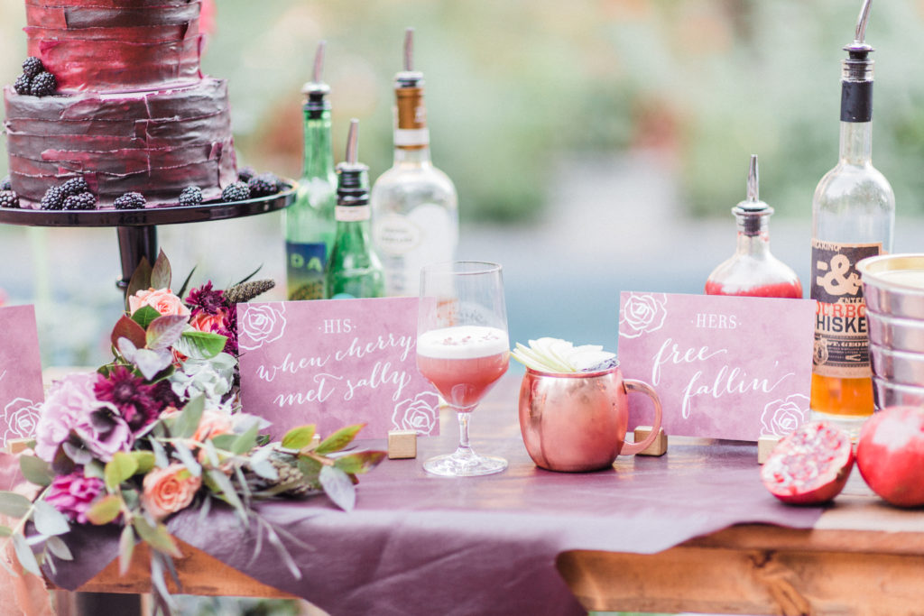 Signature wedding cocktails for his and hers at Rancho Las Lomas