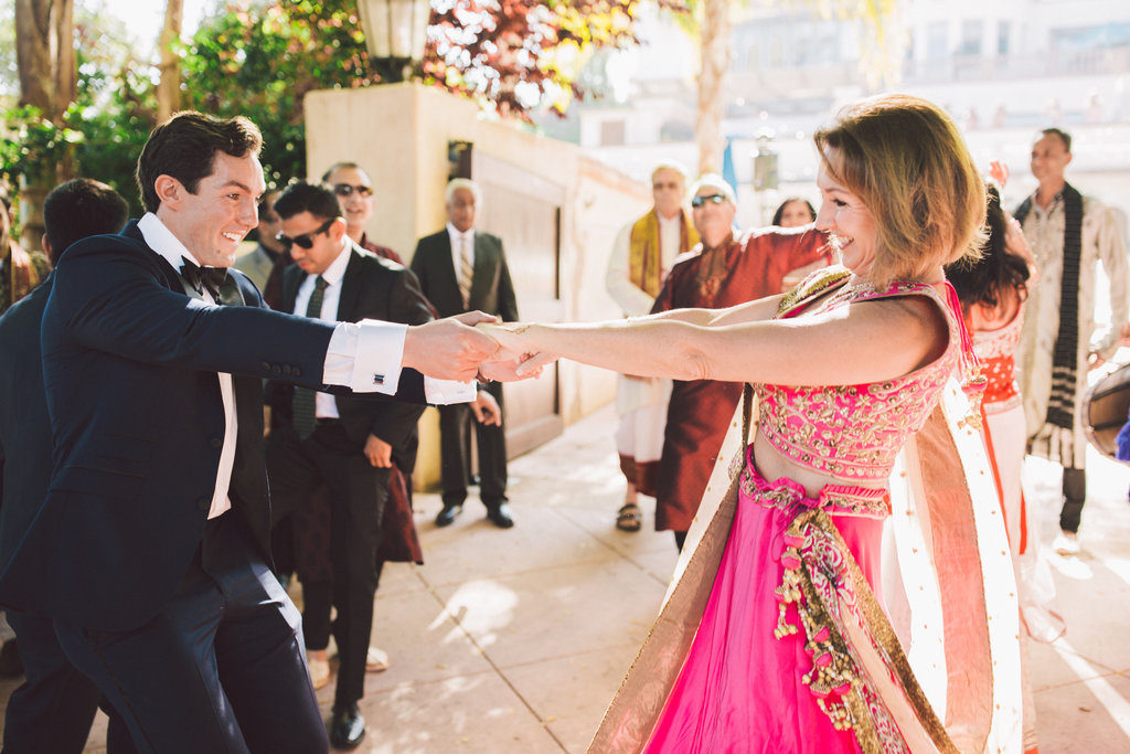 Indian wedding, baraat procession, pink wedding sari