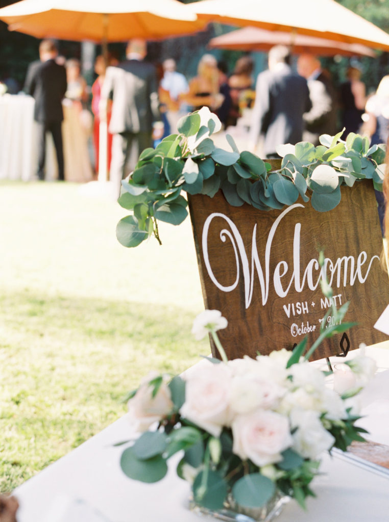 Wood wedding signage, welcome sign for wedding, white calligraphy
