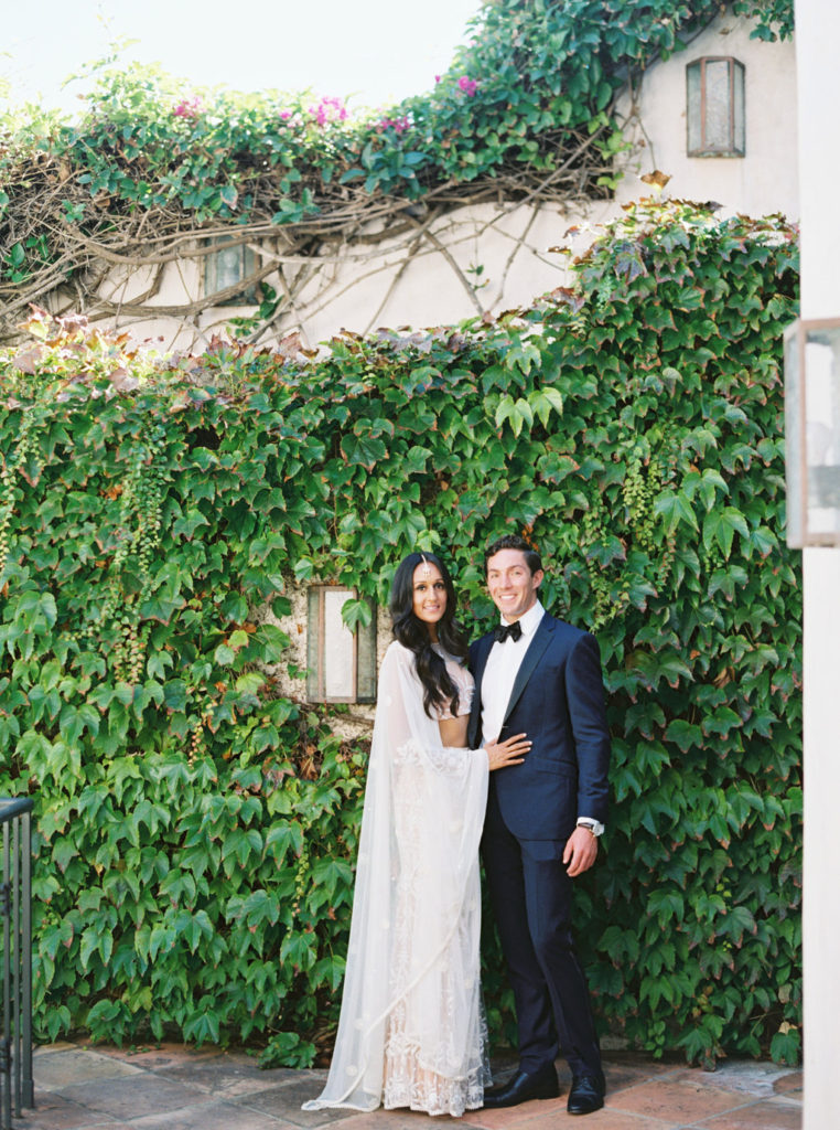 first look, bride and groom first look, Indian wedding, white sari, white wedding saree