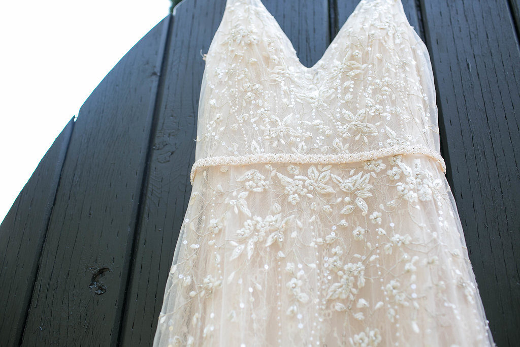 white beaded wedding dress
