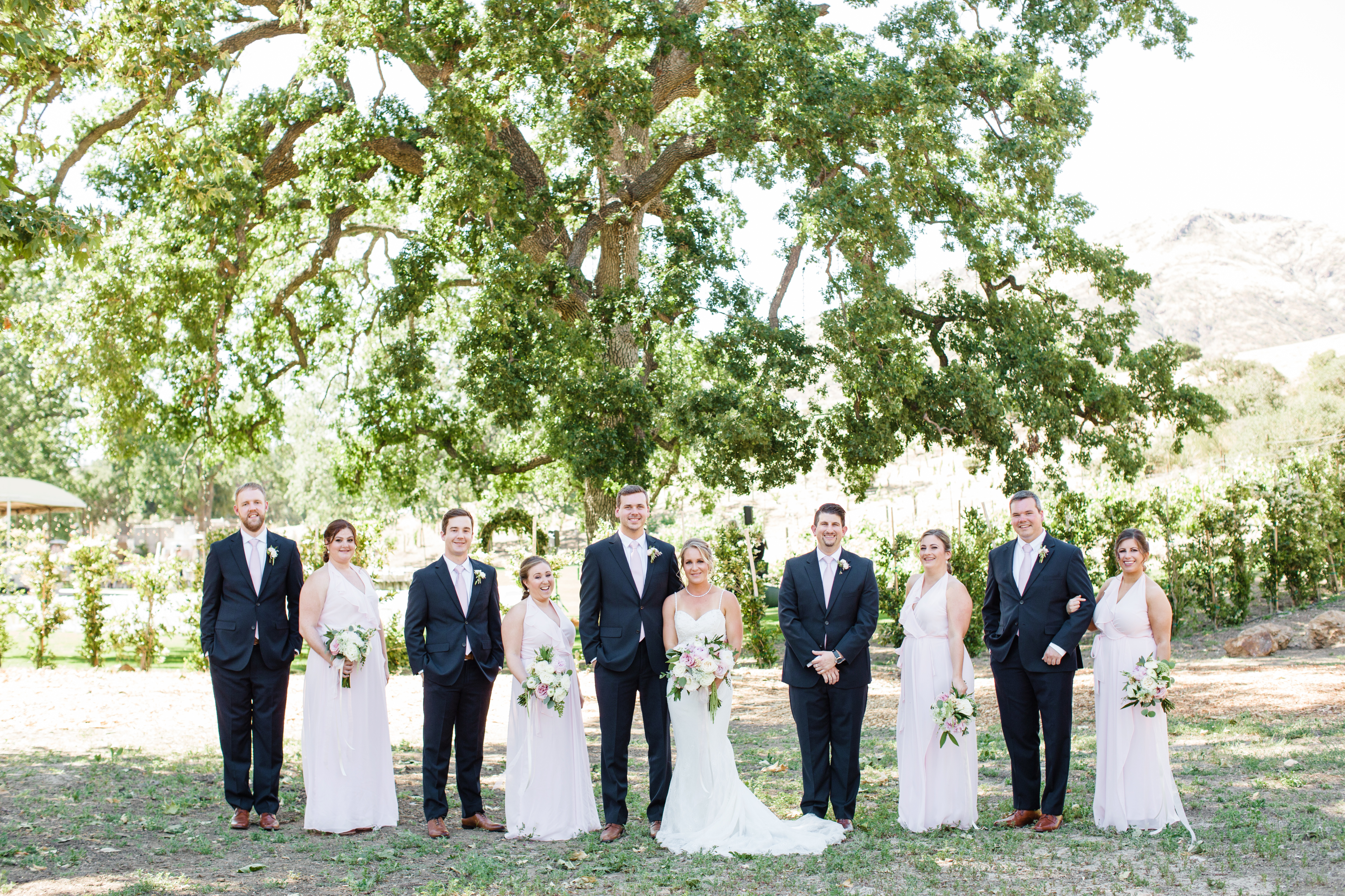 navy groomsmen suits bridesmaid dresses