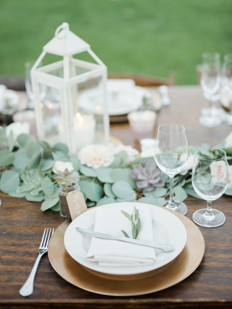 Triunfo creek vineyard wedding reception tables, place setting