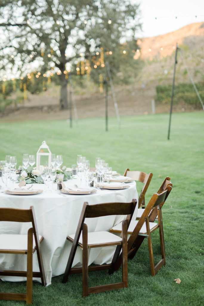Triunfo creek vineyard wedding reception tables