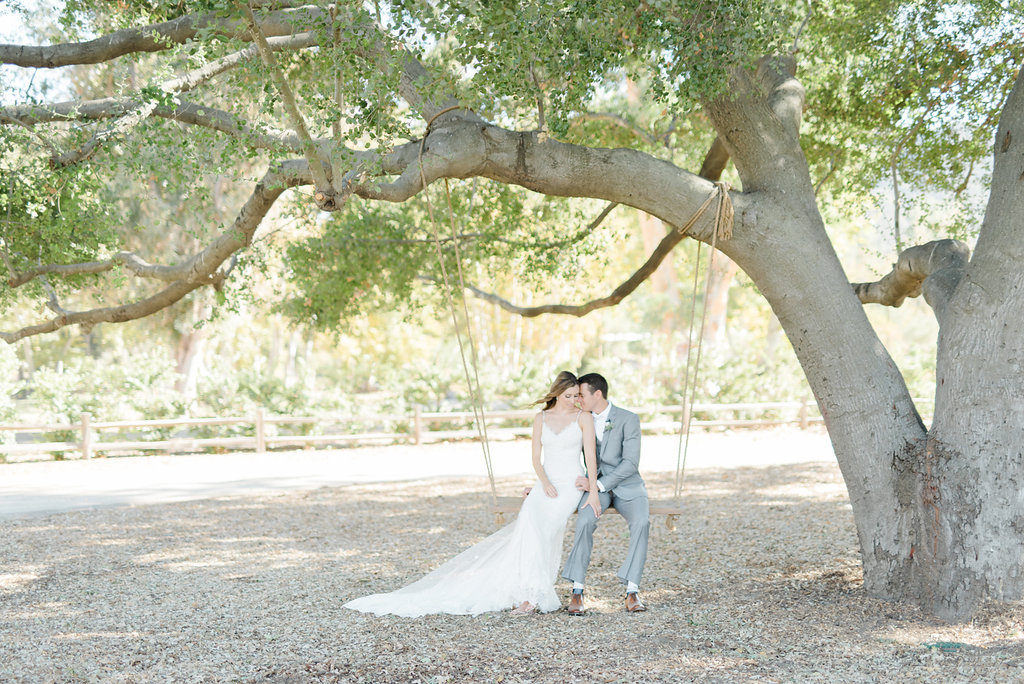 Triunfo Creek Vineyard wedding, wedding tree swing