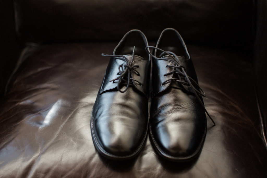 groom shoes detail shot