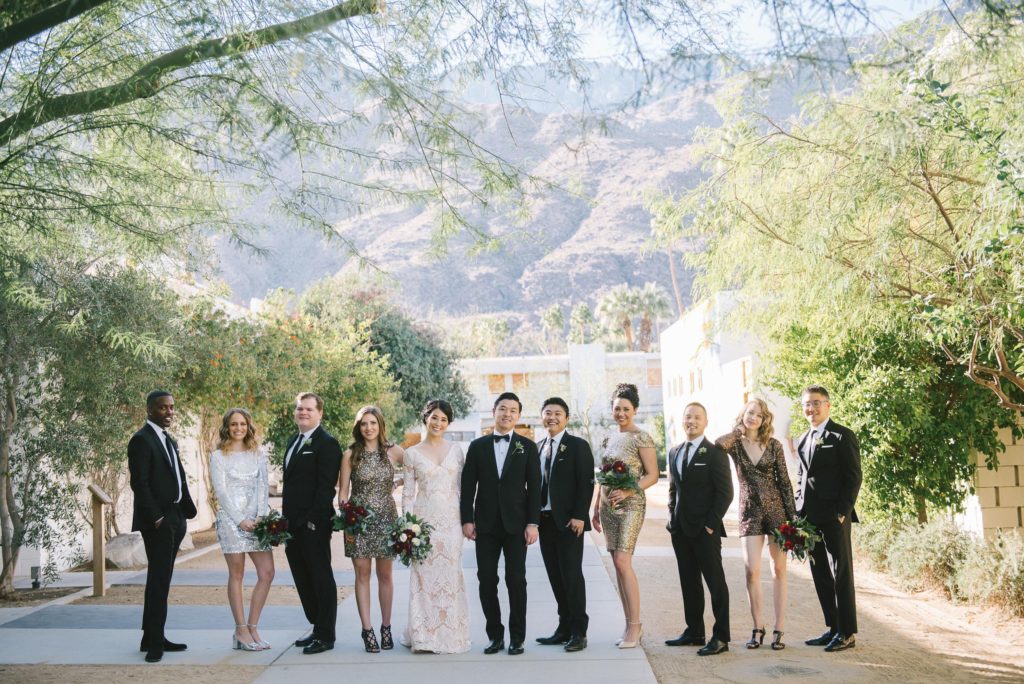 Ace Hotel wedding in Palm Springs wedding party