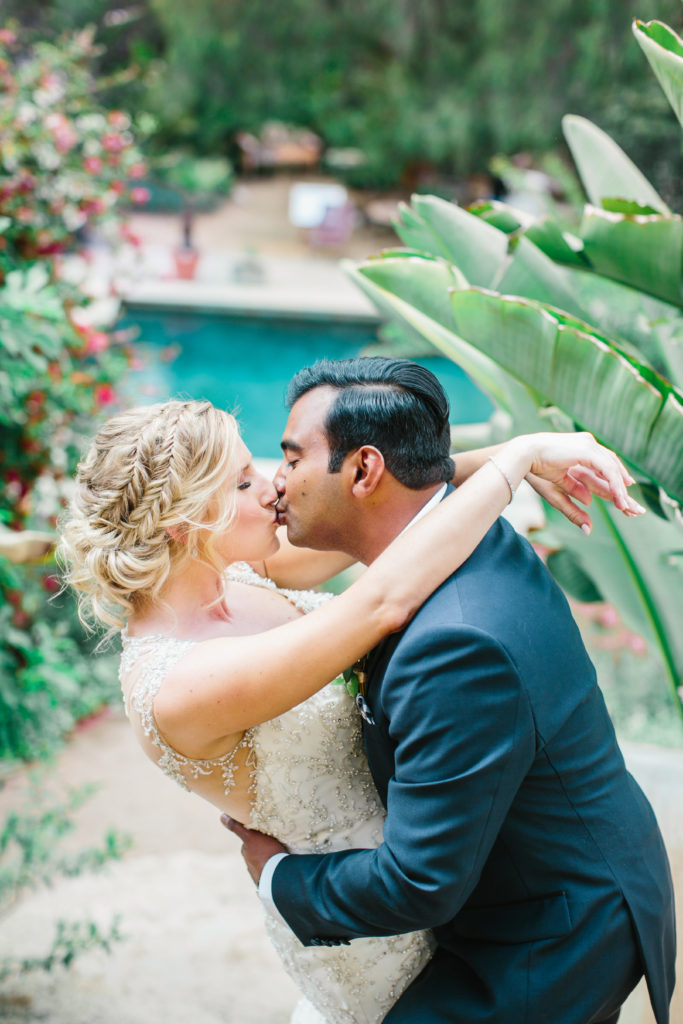 travel themed wedding at Mountain Mermaid, multicultural wedding, bride and groom portrait