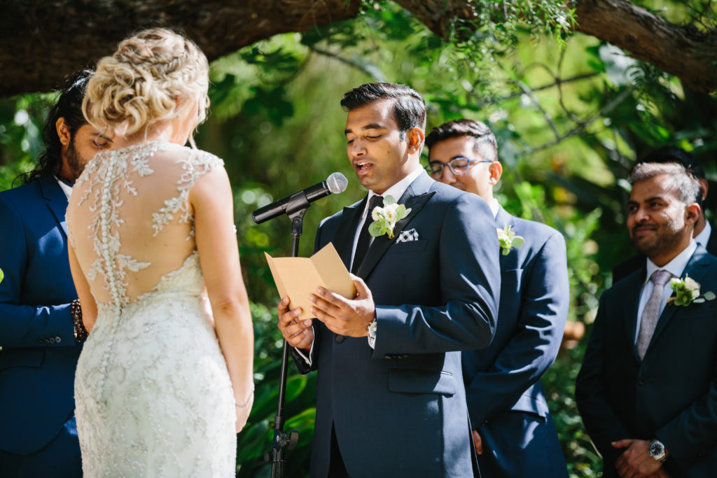 travel themed wedding at Mountain Mermaid, multicultural ceremony, reading vows