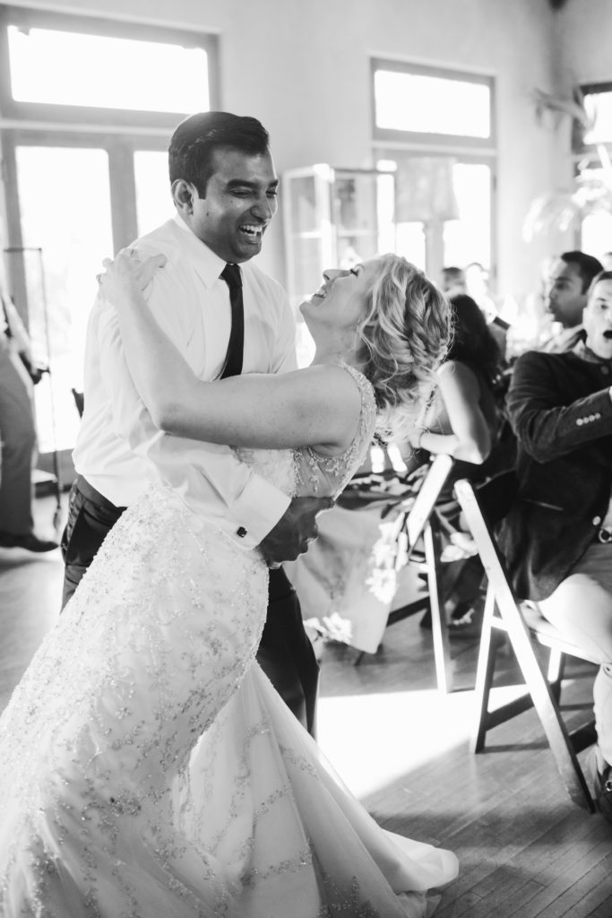 travel themed wedding at Mountain Mermaid, multicultural wedding, bride and groom first dance