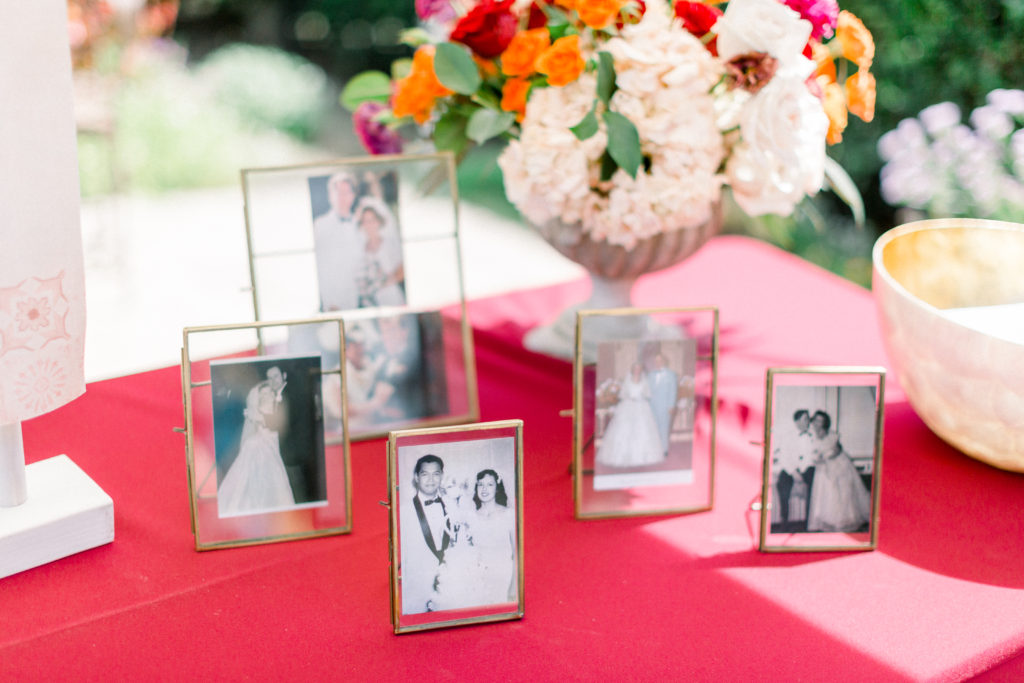 Maravilla Gardens Wedding ceremony welcome table, family portraits