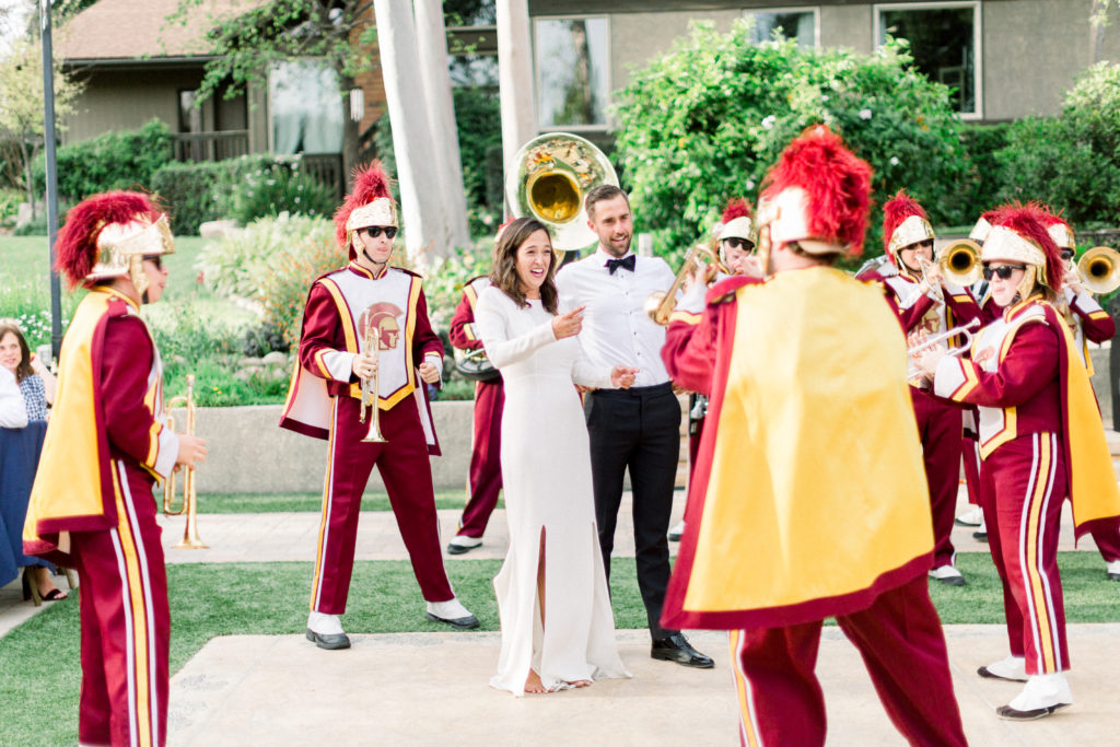 Maravilla Gardens Wedding reception, USC Marching band