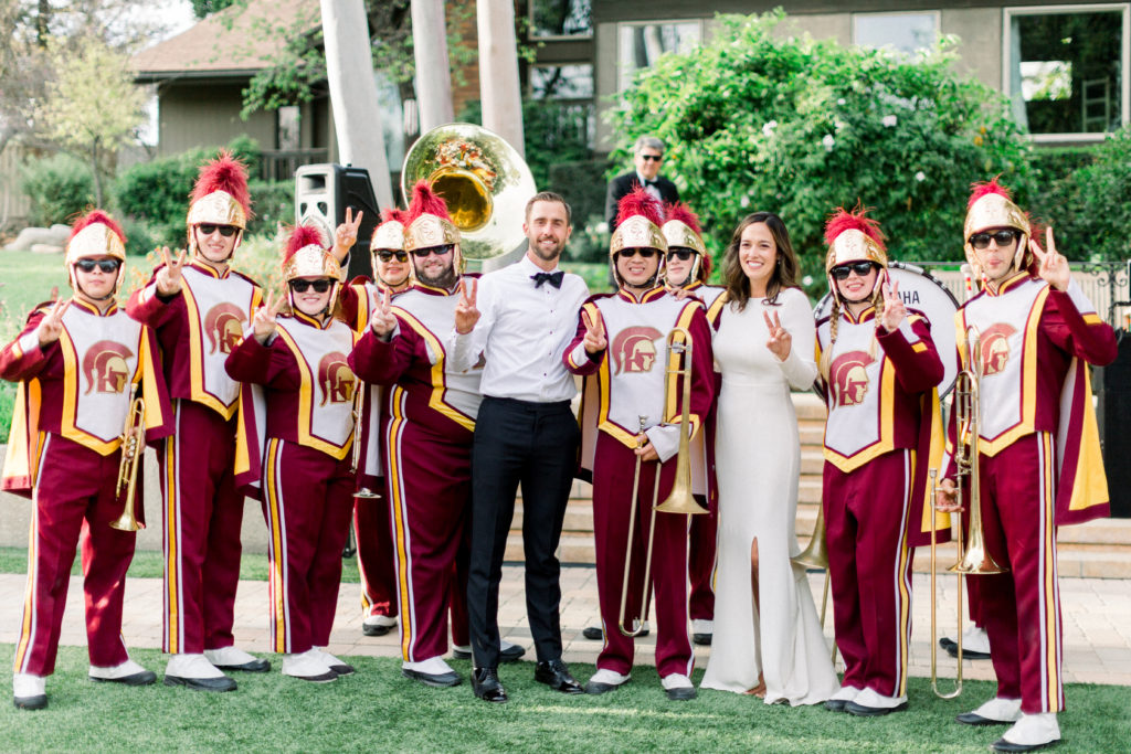 Maravilla Gardens Wedding reception, USC marching band