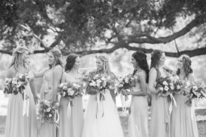 Elegant fall wedding at Triunfo Creek Vineyards, bride and bridesmaids portrait shot