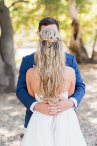 Elegant fall wedding at Triunfo Creek Vineyards, braided bridal hair