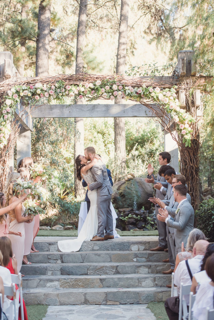 An emotional calamigos ranch wedding, ceremony, first kiss