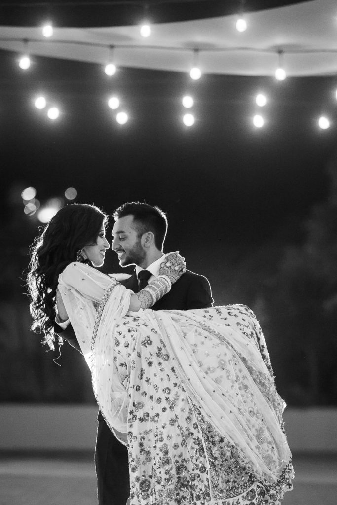 Stunning Indian wedding reception at the DoubleTree Hotel in San Pedro, bride and groom portrait shot