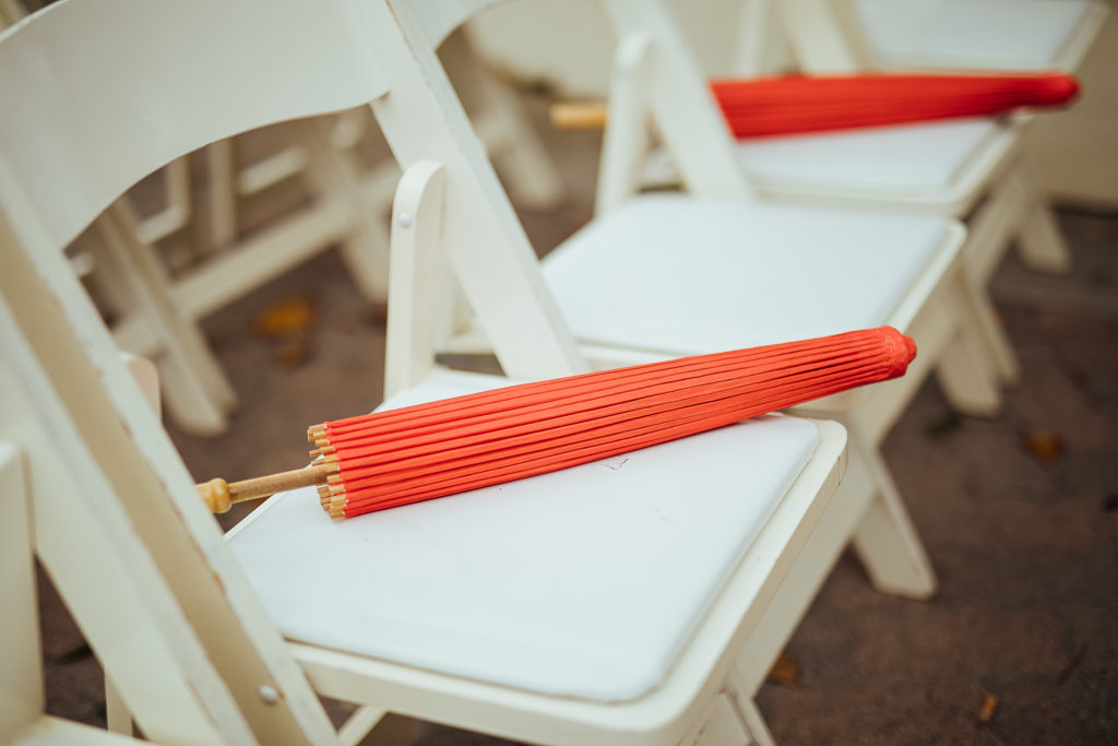 Stunning Indian Wedding ceremony in San Pedro, red parasols for guests