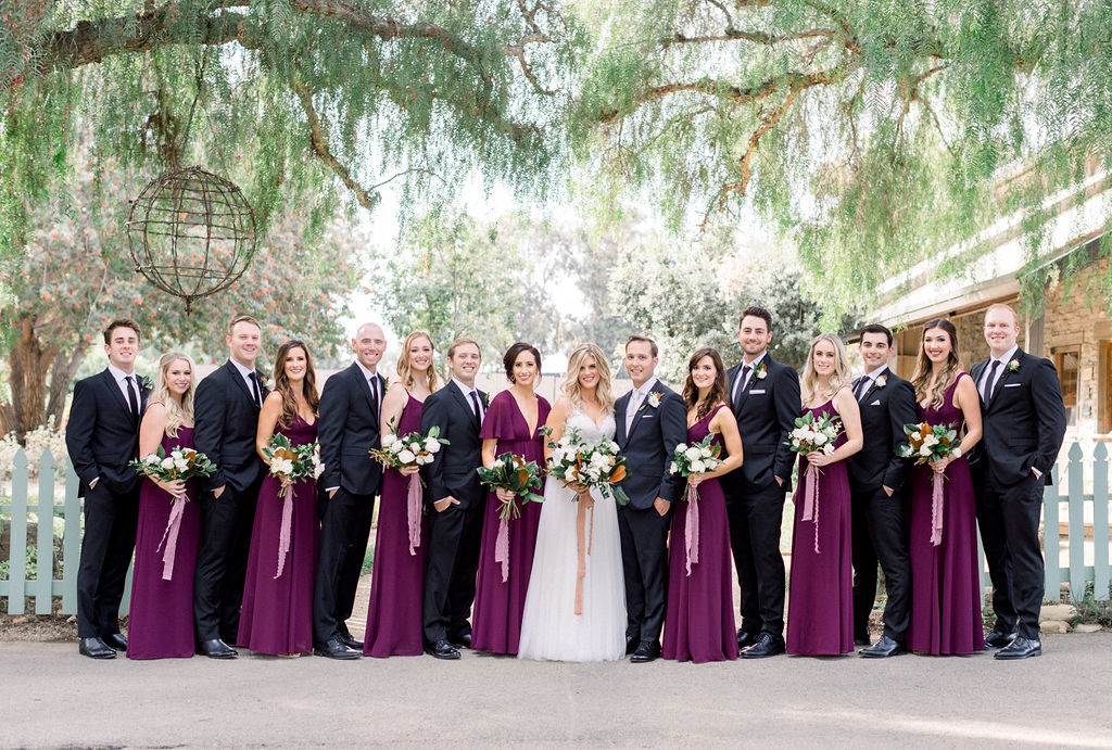 A Romantic Fall Wedding at Maravilla Gardens, wedding party portrait shots