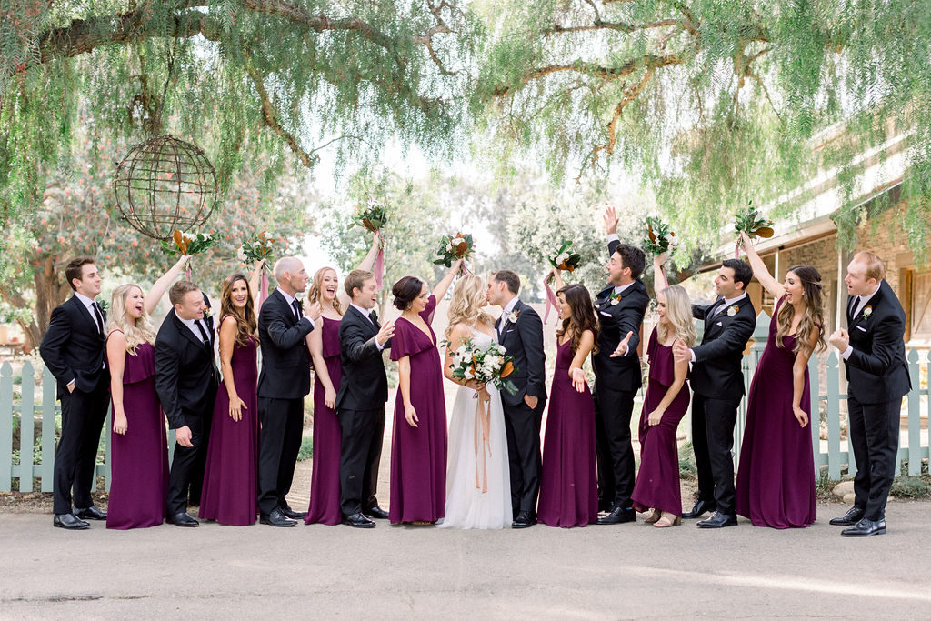 A Romantic Fall Wedding at Maravilla Gardens, wedding party portrait shots