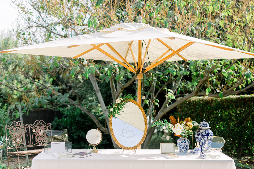 A Romantic Fall Wedding ceremony at Maravilla Gardens, welcome table