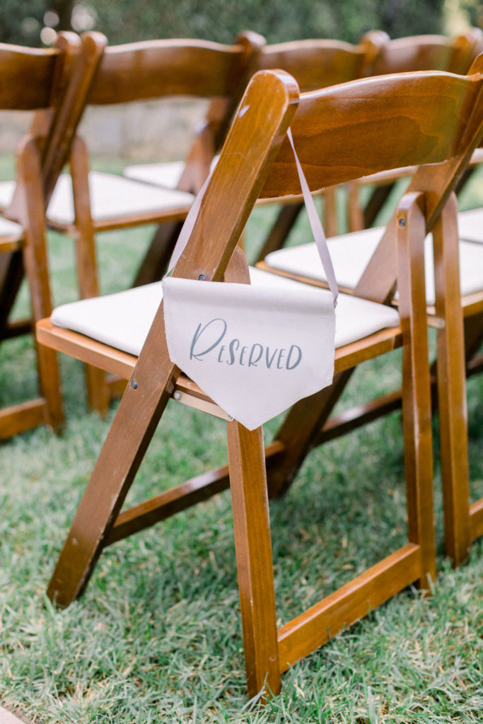 A Romantic Fall Wedding ceremony at Maravilla Gardens, reserved signs